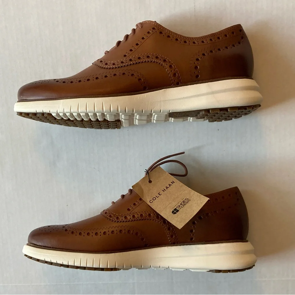 NWT Cole Haan Miles Leather Wingtip Oxford Tan Non-Slip Men’s Shoes